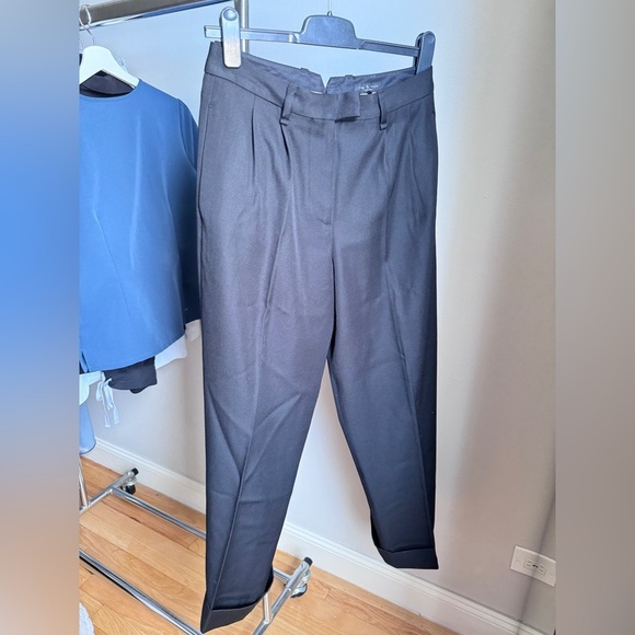 NWT rag & bone Marianne Italian Wool Women's Black Straight Leg Pleated … - Picture 3 of 12